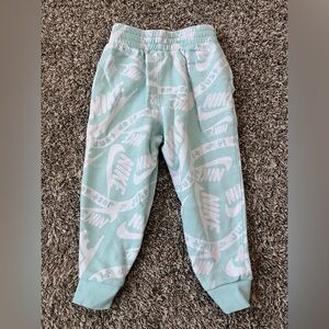 Nike Kids Mint Green and White Logo Joggers